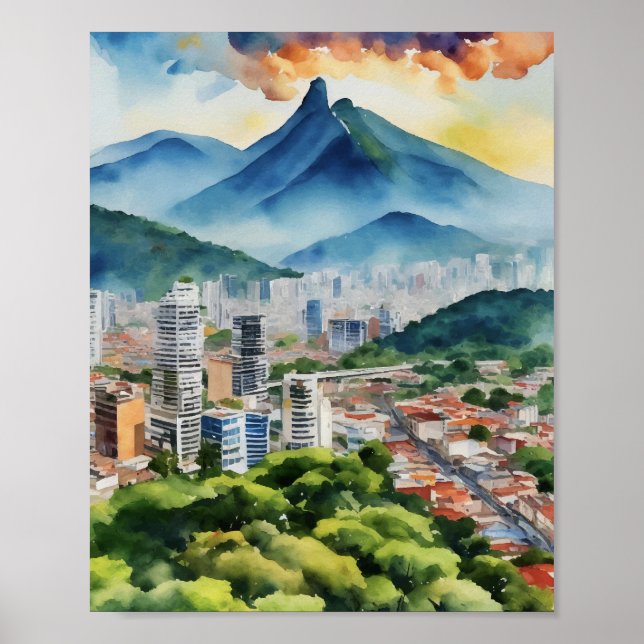 Poster Caracas Venezuela Watercolor (Frente)