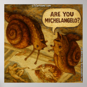 Poster Caracol Curioso & Paródia de Michelangelo Cartoon 