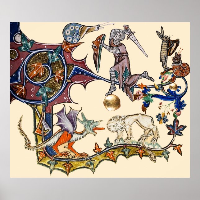 Poster Caracol de Guerra Ambiental MEDIEVAL vs Cavaleiro, (Frente)