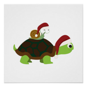 Pôster Caracol de Natal numa tartaruga
