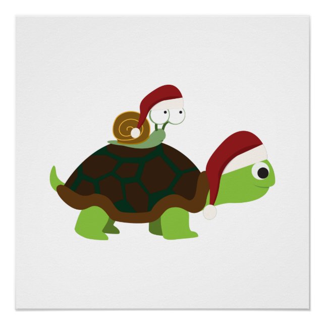 Pôster Caracol de Natal numa tartaruga (Frente)
