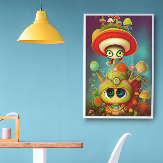 Poster Caracol e Ilustração Mush da Fantasia Divertida