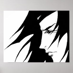 Poster Caractere Animo Manga Preto E Branco