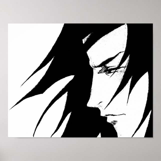 Poster Caractere Animo Manga Preto E Branco (Frente)
