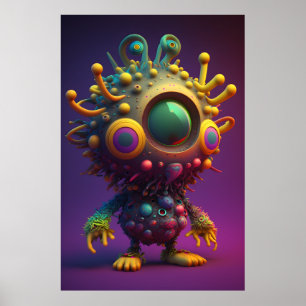 Poster Caractere Colorido 3D Encantador