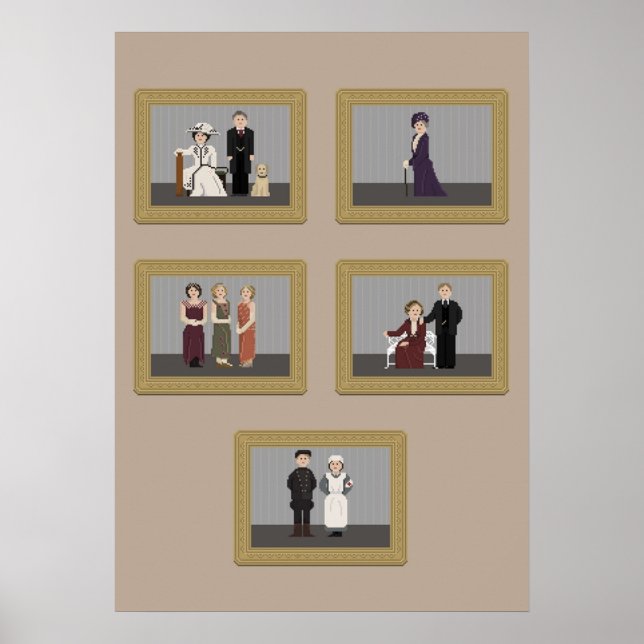 Poster Caracteres de Downton Abbey Pixel Art (Frente)