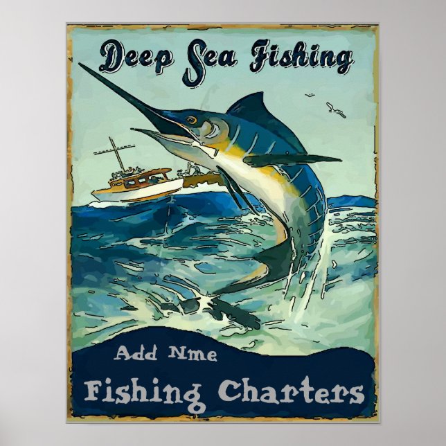 Poster Caracteres de pesca, adicionar nomes (Frente)