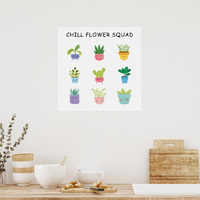Poster Caracteres de plantas de verão em bruto (Cozinha)