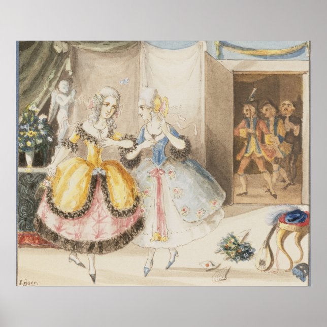 Poster Caracteres de 'Tuta do fã Cosi' por Mozart, 1840 (Frente)