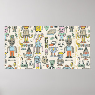 Poster Caracteres Engraçados De Dodle Engraçado Definid