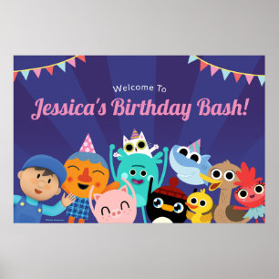 Poster Caracteres Super Simples Banner de Aniversário Fes