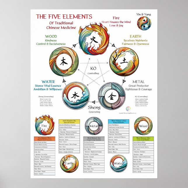 Poster Características dos Cinco Elementos da MTC (Frente)