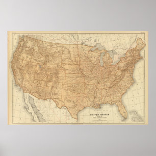 Poster Características topográficas dos Estados Unidos