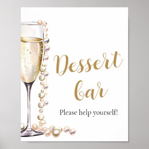 Poster Caramelo Dourado Elegante e Sinal de Bar de Desert