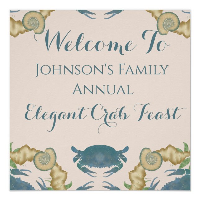 Pôster Caranguejo Elegante - Caranguejos Azuis-Banquete-A (Frente)