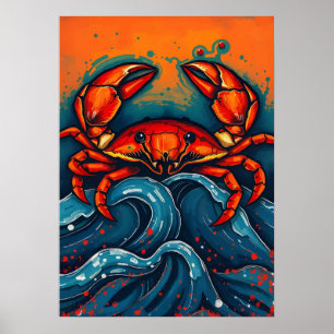 Poster Caranguejo Vermelho Fiery - Criatura do Mar Negro
