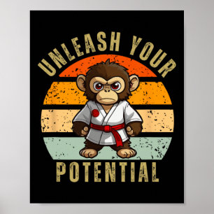 Poster Caratê de autodefesa japonês macaco-bonito