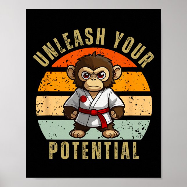 Poster Caratê de autodefesa japonês macaco-bonito (Frente)