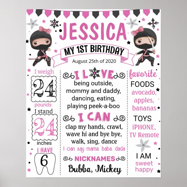 Poster Carate Girl Festa de aniversário signo 1070 (Frente)