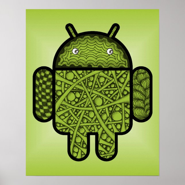 Pôster Caráter de porta de bolhas para o robô Android™ (Frente)