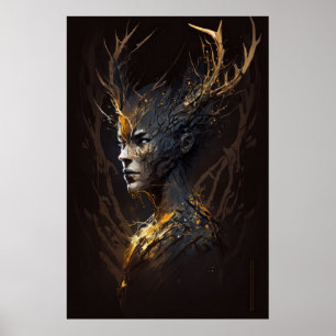 Poster Caráter Escuro de Pintura Fantasia do Guerreiro
