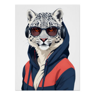 Pôster Caráter Legal e engraçado do Hoodie Vestindo Leopa