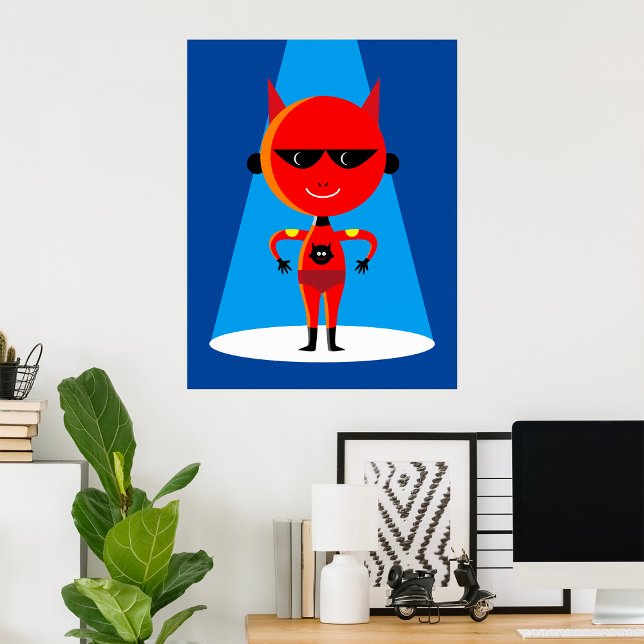 Poster Caráter super-herói do diabo Vermelho e Azul negro (Criador carregado)