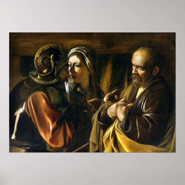 Poster Caravaggio - A Negação de São Pedro 1610 (Frente)