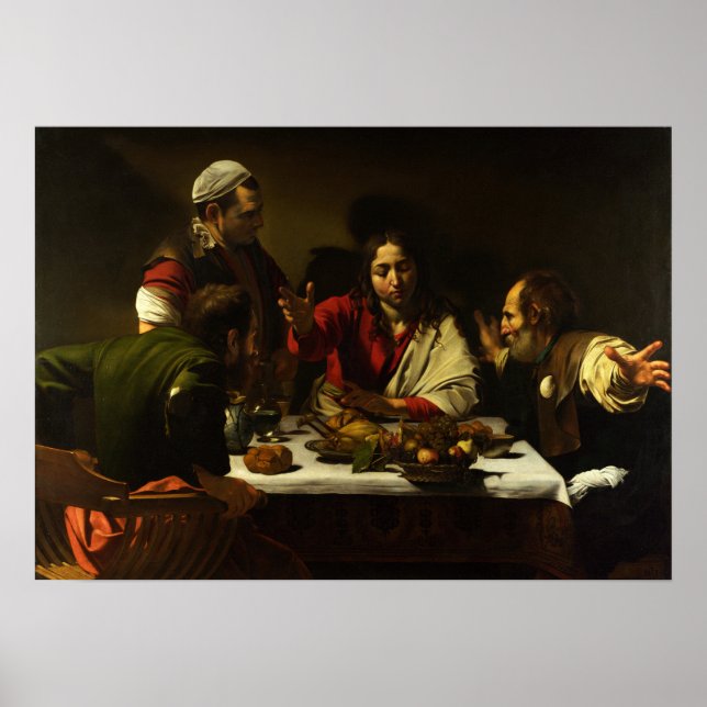 Poster Caravaggio - Ceia Em Emmaus 1602 (Frente)