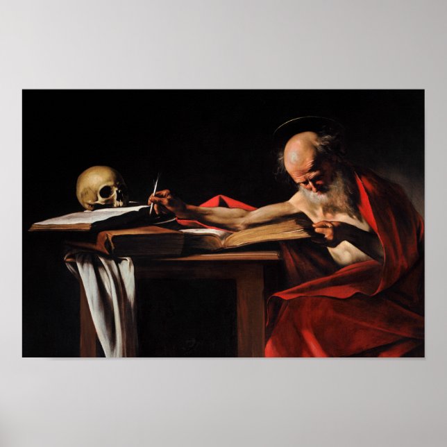 Poster Caravaggio - Escrevendo Jerome Santo (Frente)