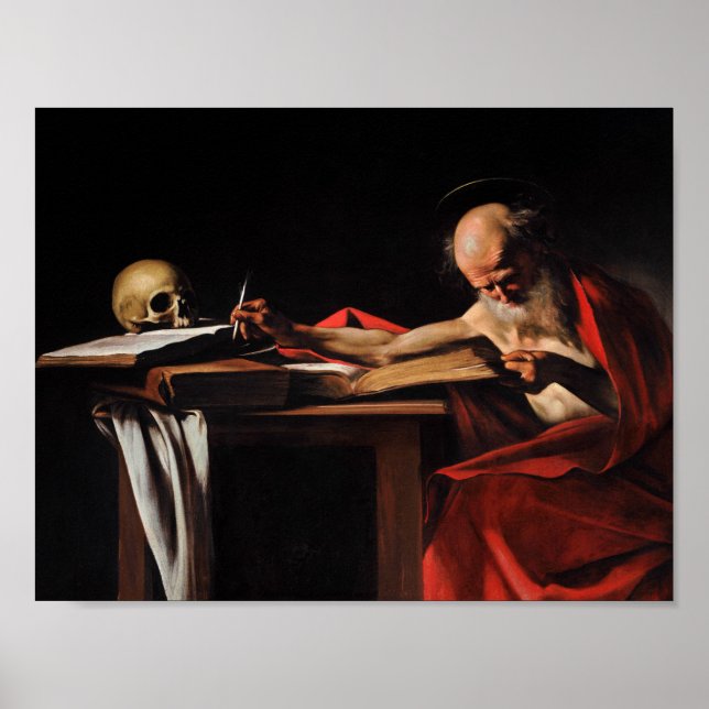 Poster Caravaggio - Escrevendo Jerome Santo (Frente)