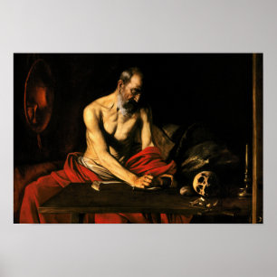 Poster Caravaggio - escrita de Jerome do santo