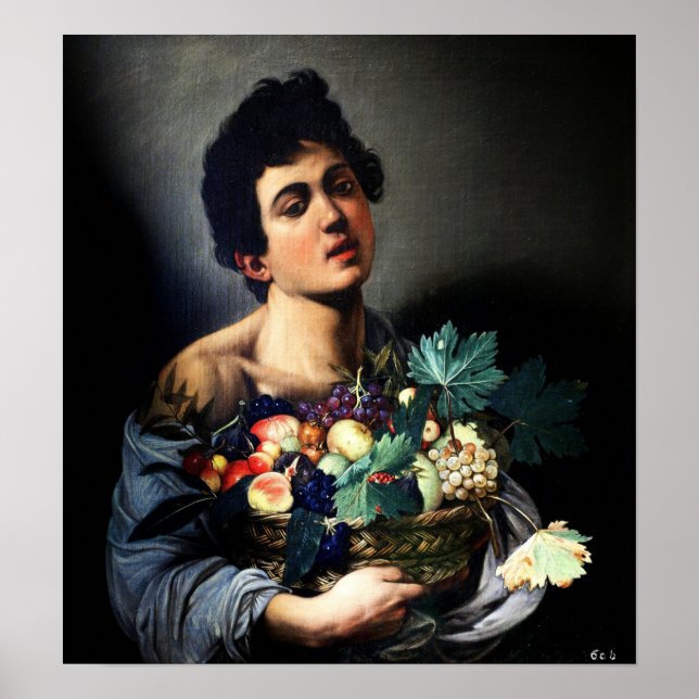 Poster Caravaggio - Garoto Com Uma Cesta De Fruta 1593 (Frente)