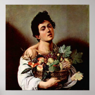 Poster Caravaggio-Menino com cesta de fruta