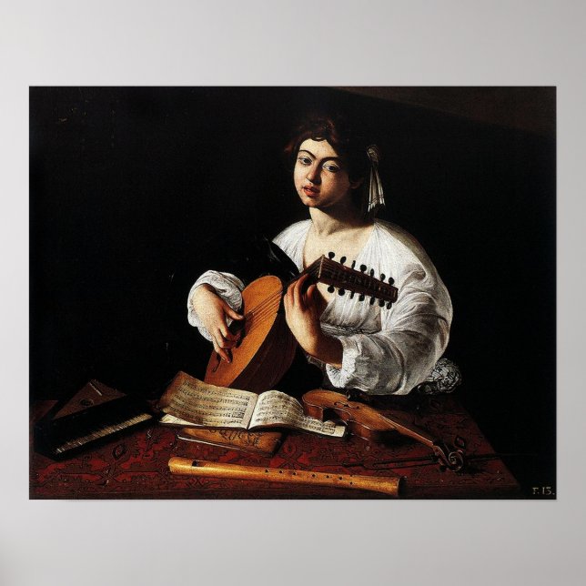Poster Caravaggio - O Jogador Lute (Frente)