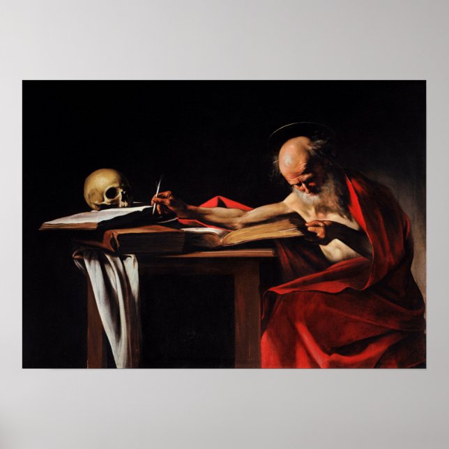 Poster Caravaggio - Santo Jerome Escrevendo 1605 (Frente)