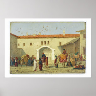 Pôster Caravançará em Mylasa, Turquia, 1845 (óleo no