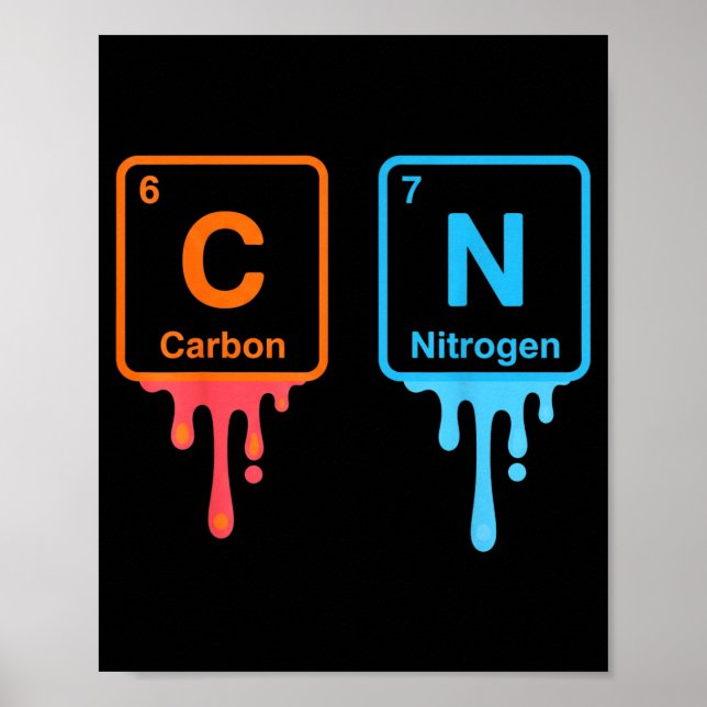 Poster Carbon Nitrogen Science Design Fun Chemistry Lover (Frente)