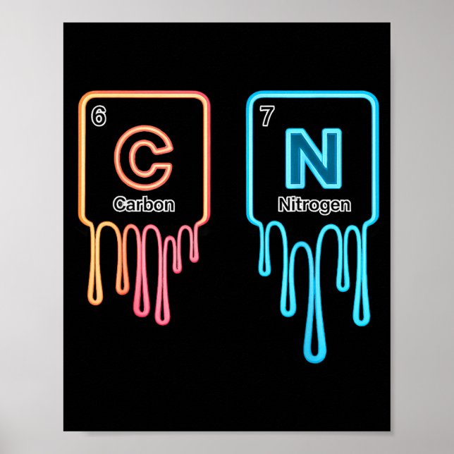 Poster Carbon Nitrogen Science Design Fun Chemistry Lover (Frente)