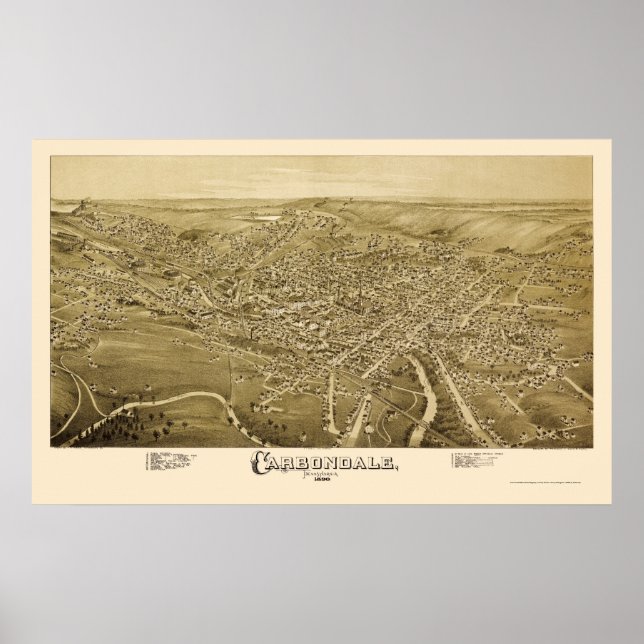 Poster Carbondale, PA Panoramic Map - 1890 (Frente)