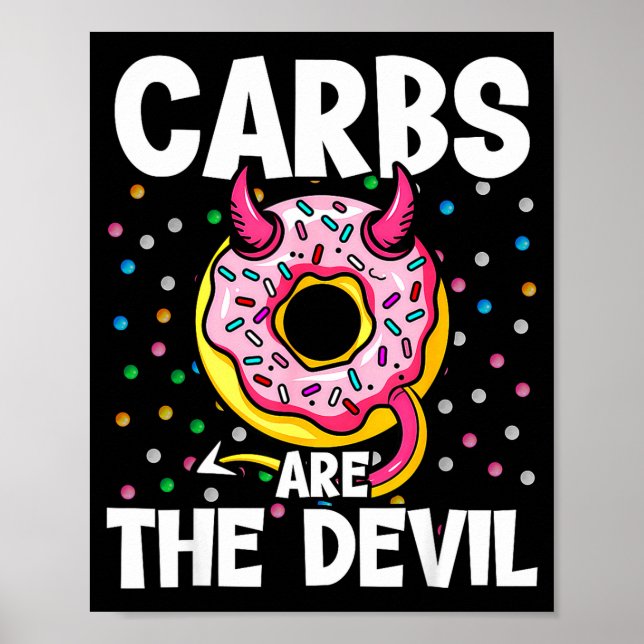 Poster Carbs Are The Devil Funny Donut Diet New Year's Re (Frente)