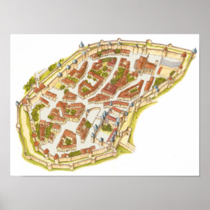 Pôster Carcassonne France. Vista aérea