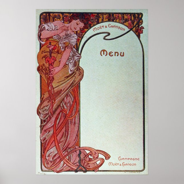 Pôster Cardápio Alphonse Mucha (Frente)
