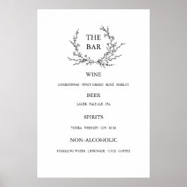 Poster Cardápio de Bar Aberto de Casamento com Arte de Li