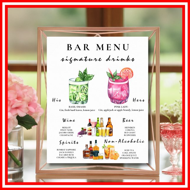 Poster Cardápio de Bar Casamento Caligrafia Suntuosa Sina (Criador carregado)