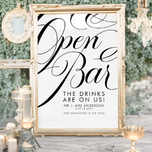 Poster Cardápio de Bar de Bebidas Grátis de Casamento com