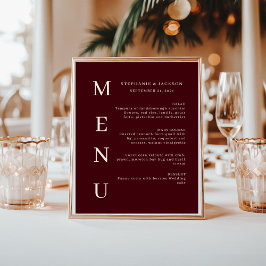 Poster Cardápio de Bar de Casamento Burgundy e Marfim Ele