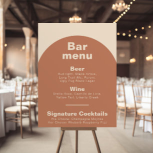 Poster Cardápio de Bar de Casamento Formal Minimalista de