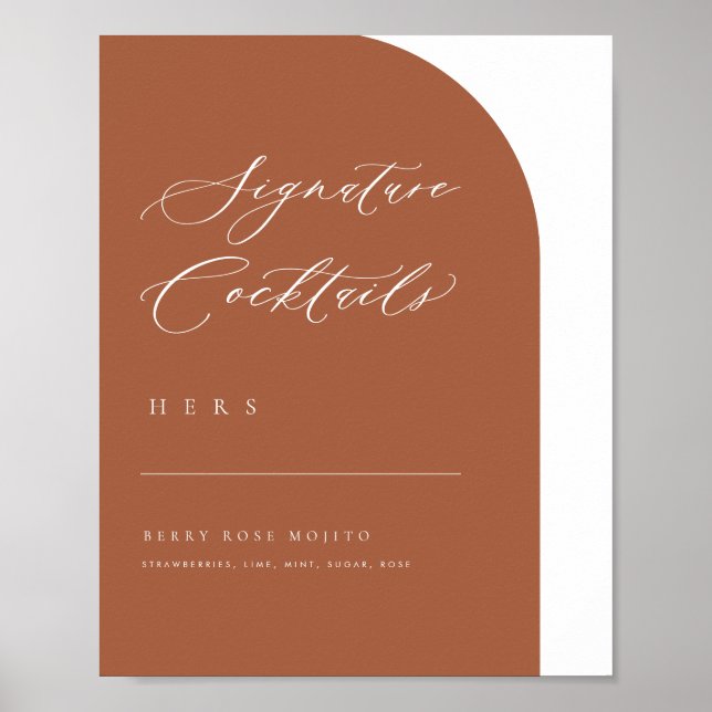 Poster Cardápio de Bar de Coquetéis com Assinatura Mínima (Frente)