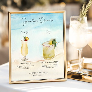 Poster Cardápio de Bar de Drinks com Selo Pessoal para Ca